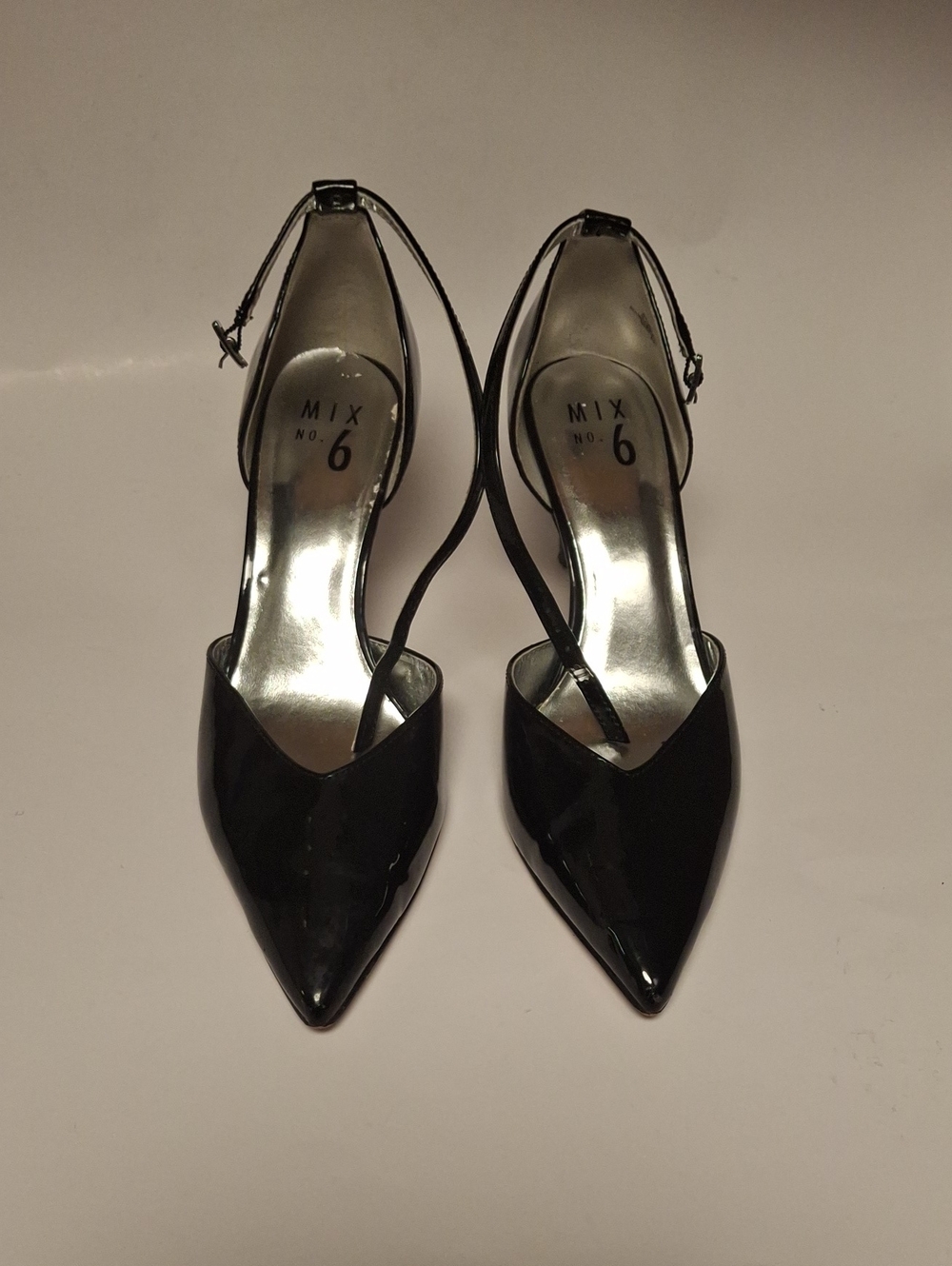 Mix No. 6 Glossy Black Pointed Toe Slingback Pumps